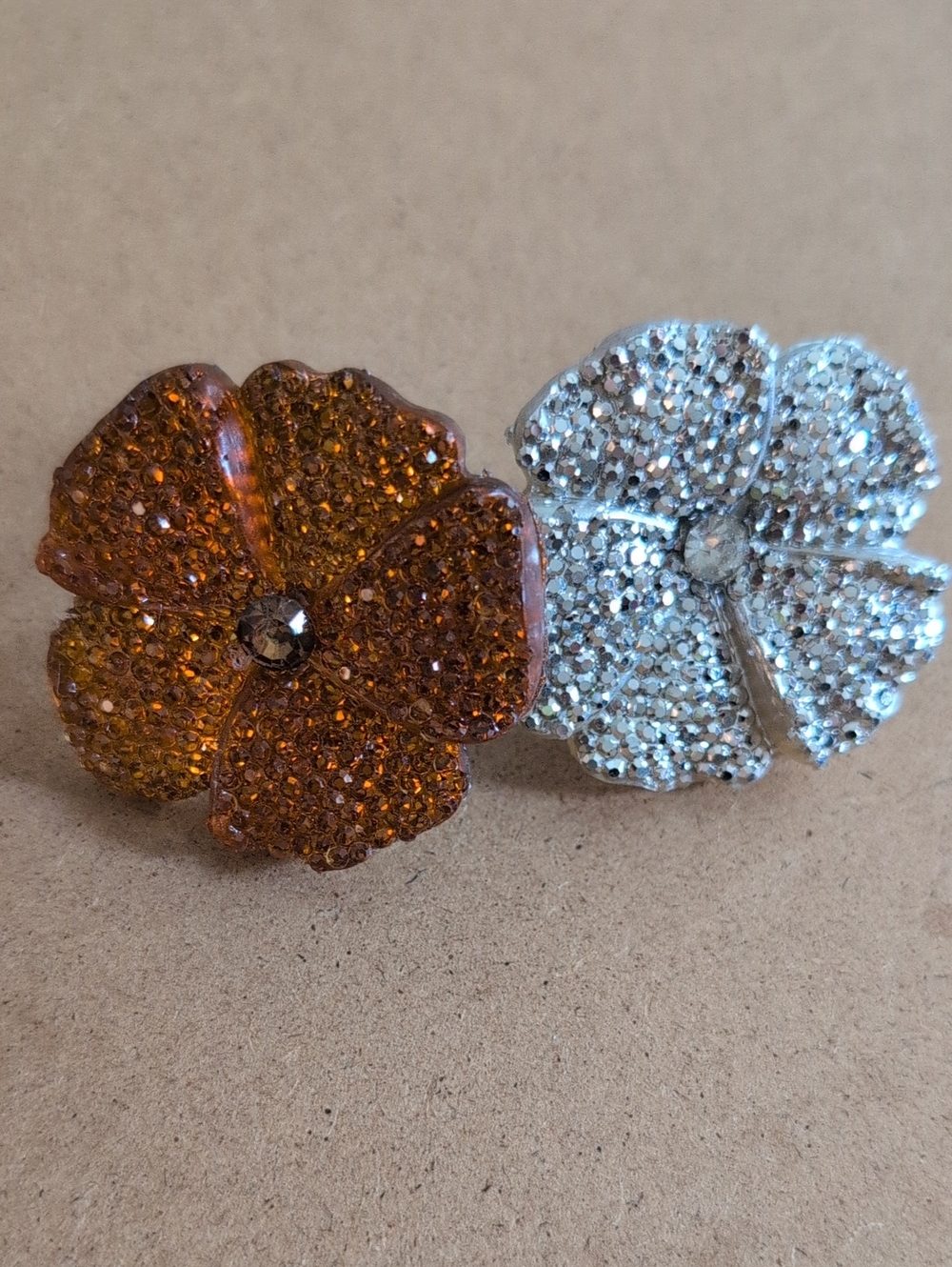 Sparkling Floral Statement Earrings - Amber and Silver